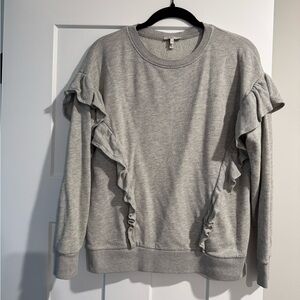 Joie grey women’s size small ruffle graphic sweatshirt